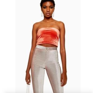 TOPSHOP Rust Velvet Bandeau Tube Top